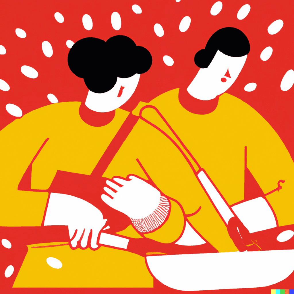 Weeknight Dinners app icon — two people cooking together